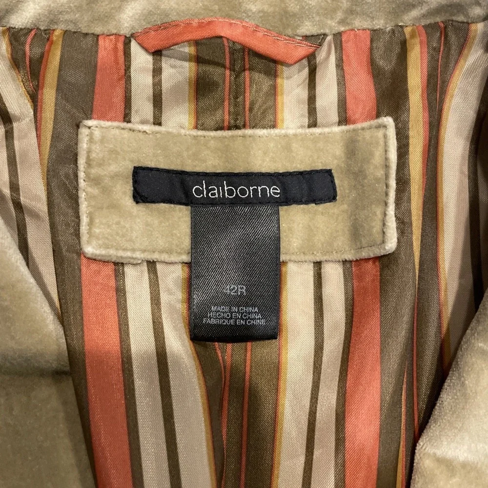 Claiborne Modern Fit Blend Sport Coat Blazer Soft Jacket 42R Khaki Beige Tan NWT